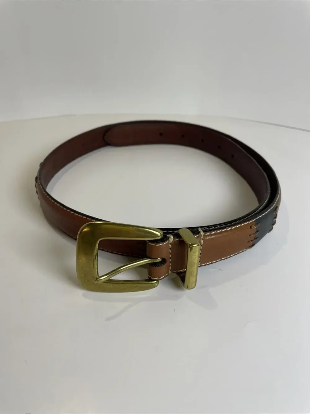 Fossil Patchwork Leather Belt Women’s Sz L Multi Color Narrow